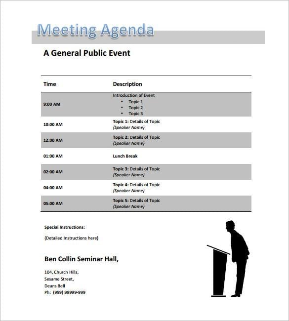 Meeting agenda