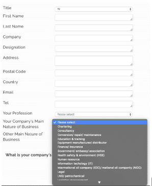 registration form