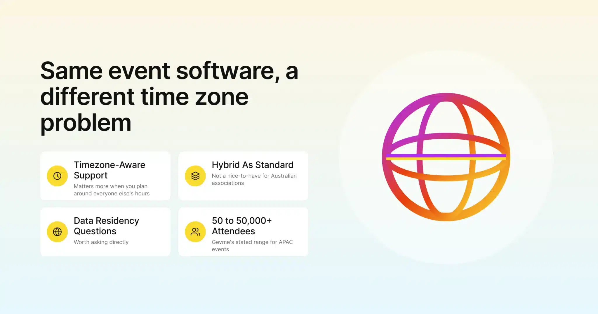 Same event software, a different time zone problem