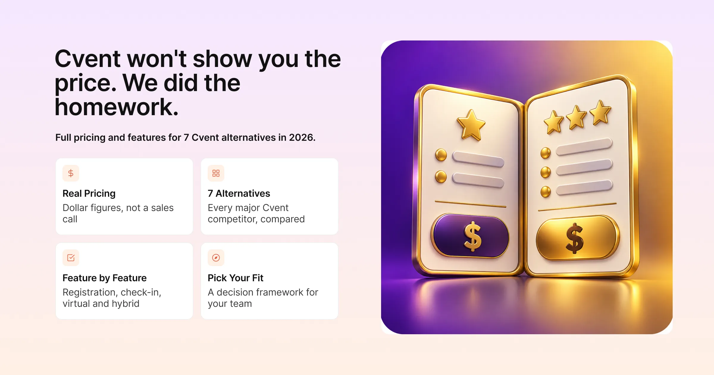 Cvent won't show you the price, we did the homework: full pricing and features for seven Cvent alternatives in 2026
