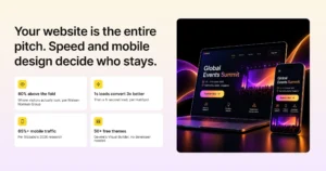 Your website is the entire pitch: event website design that converts, from load speed to mobile layout and trust signals