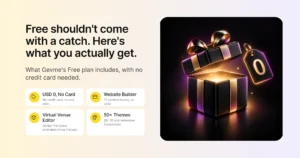 Free shouldn't come with a catch: what Gevme's Free event management software plan includes, with no credit card needed