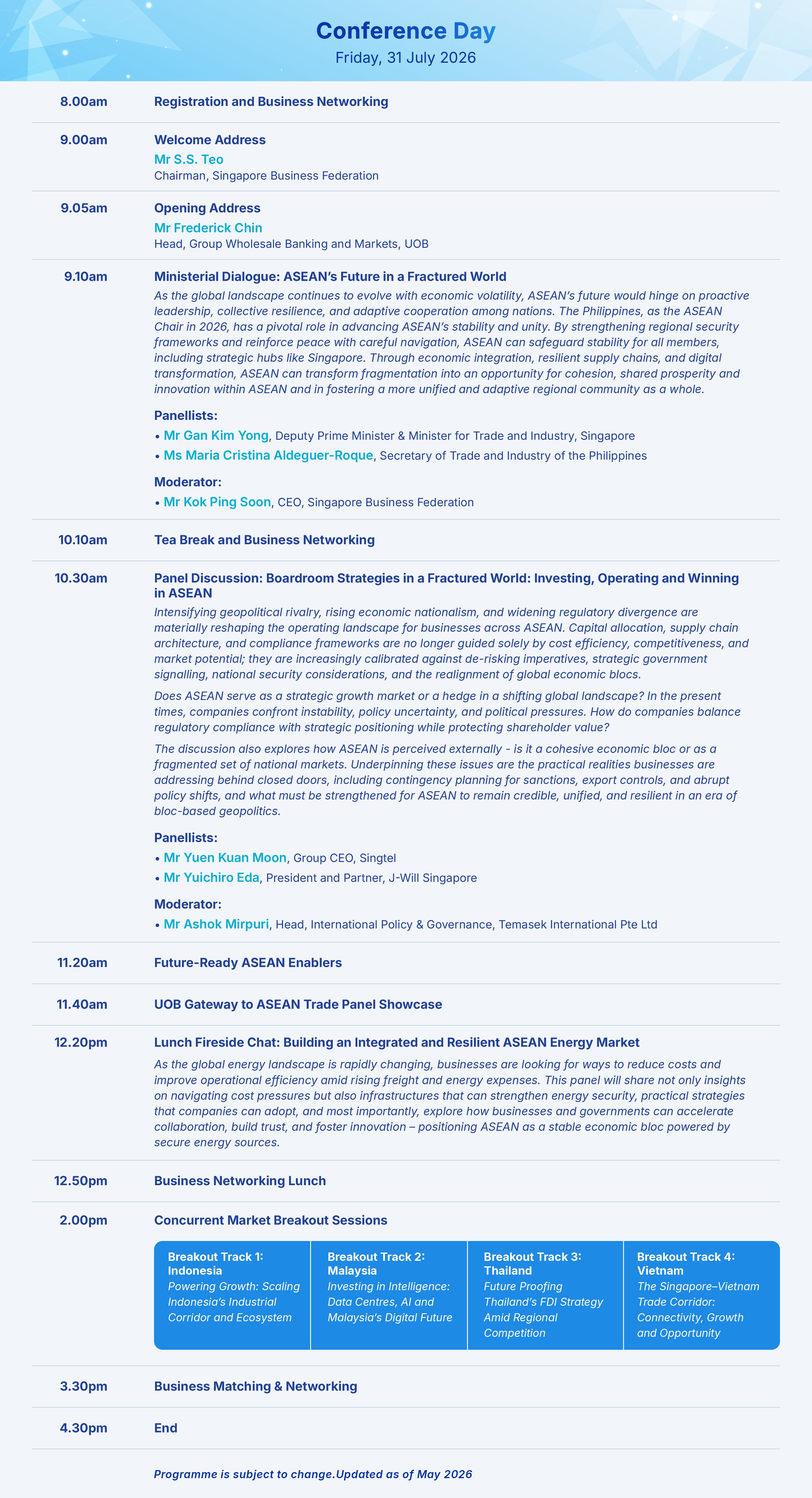 ASEAN 2026 Programme